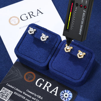 MOISSANITE DIAMOND HORSESHOE EARRINGS IN STERLING SILVER