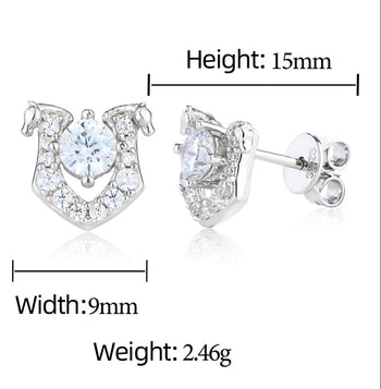 MOISSANITE DIAMOND HORSESHOE EARRINGS IN STERLING SILVER
