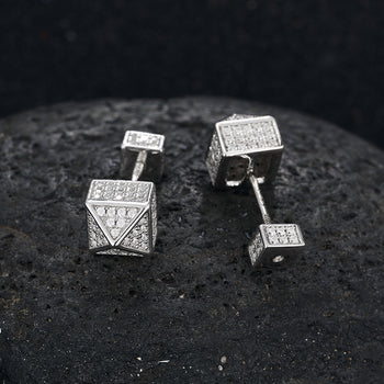 MOISSANITE DIAMOND PYRAMID EARRING IN STERLING SILVER