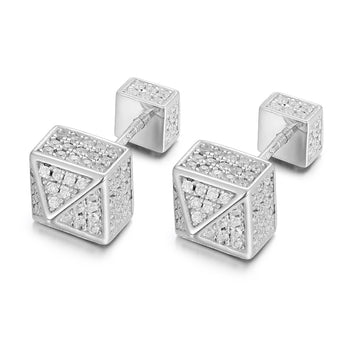 MOISSANITE DIAMOND PYRAMID EARRING IN STERLING SILVER - IVORY & EBONY