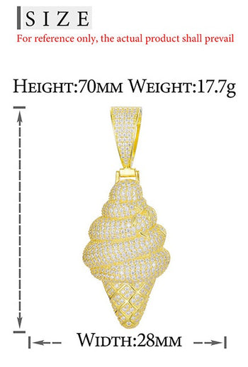 Collier pendentif en forme de cornet de glace serti de diamants et de moissanite, en argent sterling