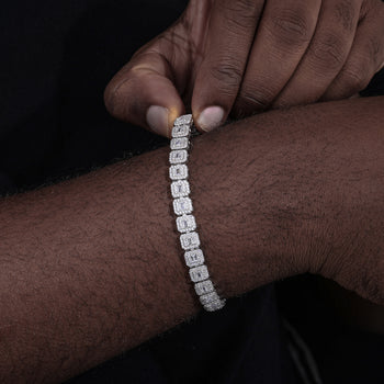 Bracelet de tennis en argent sterling serti de diamants et de moissanite 