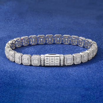 Bracelet de tennis en argent sterling serti de diamants et de moissanite 