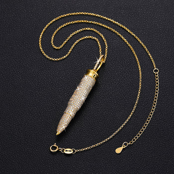 MOISSANITE DIAMOND ICED OUT BULLET PENDANT NECKLACE IN STERLING SILVER - IVORY & EBONY