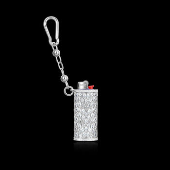 MOISSANITE DIAMOND ICED LIGHTER CASE IN STERLING SILVER