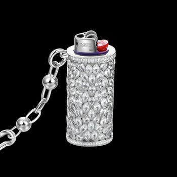 MOISSANITE DIAMOND ICED LIGHTER CASE IN STERLING SILVER