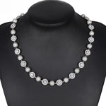 MOISSANITE DIAMOND BEAD AND HALO MIX LINK CHAIN NECKLACE AND BRACELET IN STERLING SILVER