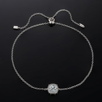 MOISSANITE DIAMOND ICED OUT CHARM BRACELET IN STERLING SILVER - IVORY & EBONY