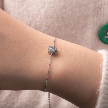 MOISSANITE DIAMOND ICED OUT CHARM BRACELET IN STERLING SILVER - IVORY & EBONY