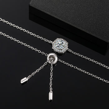 MOISSANITE DIAMOND ICED OUT CHARM BRACELET IN STERLING SILVER - IVORY & EBONY