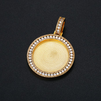 MOISSANITE DIAMOND ROUND CUSTOM PHOTO PENDANT IN STERLING SILVER - IVORY & EBONY