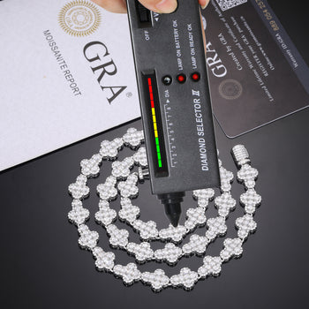 MOISSANITE DIAMOND CROSS LINK NECKLACE OR BRACELET IN STERLING SILVER - IVORY & EBONY