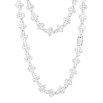 MOISSANITE DIAMOND CROSS LINK NECKLACE OR BRACELET IN STERLING SILVER - IVORY & EBONY