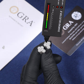 MOISSANITE DIAMOND ICED OUT CROSS STUD EARRINGS IN STERLING SILVER - IVORY & EBONY