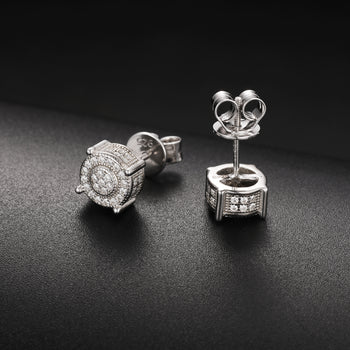 Boucles d'oreilles puces cylindriques en diamant moissanite et argent sterling