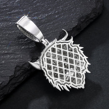MOISSANITE DIAMOND ICED OUT DEVIL PENDANT IN STERLING SILVER