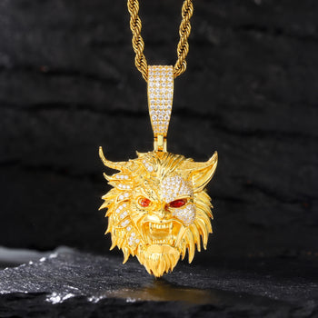 MOISSANITE DIAMOND ICED OUT DEVIL PENDANT IN STERLING SILVER