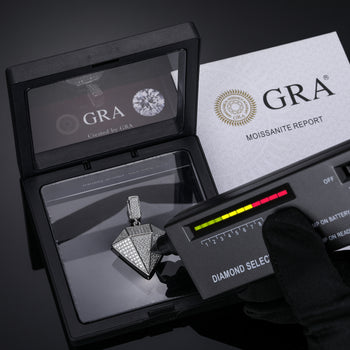 DIAMOND SHAPE MOISSANITE PENDANT IN STERLING SILVER - IVORY & EBONY