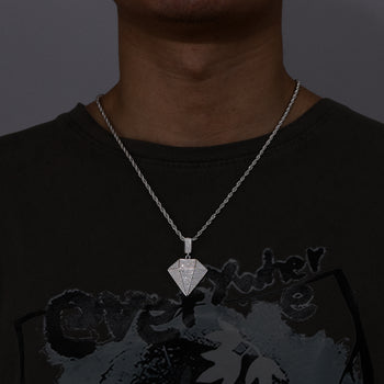 DIAMOND SHAPE MOISSANITE PENDANT IN STERLING SILVER - IVORY & EBONY