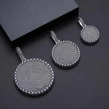 MOISSANITE DIAMOND DISC COIN TAG PENDANT IN STERLING SILVER - IVORY & EBONY