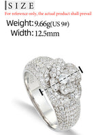 MOISSANITE DIAMOND ICED OUT ENGAGEMENT RING IN STERLING SILVER