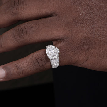 Bague de fiançailles sertie de diamants et de moissanite en argent sterling 