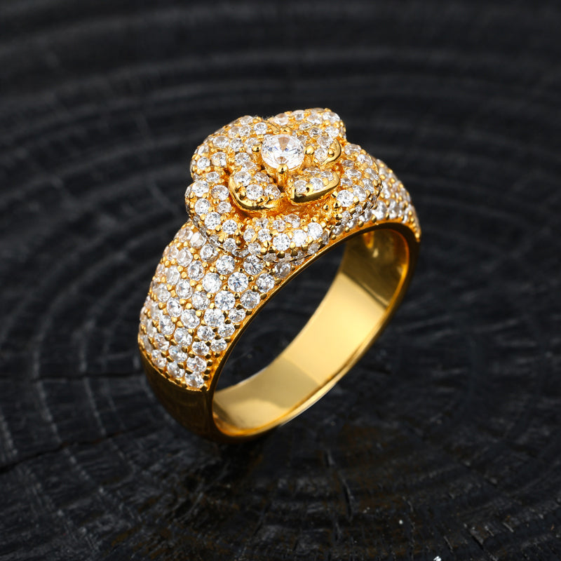 MOISSANITE DIAMOND ICED OUT ENGAGEMENT RING IN STERLING SILVER