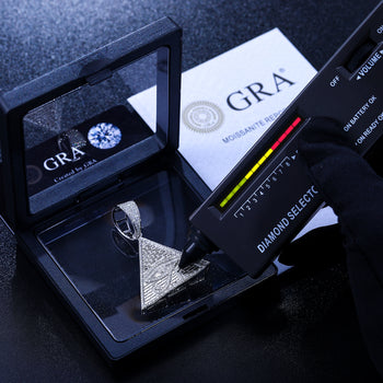 MOISSANITE DIAMOND EVIL EYE PYRAMID PENDANT IN STERLING SILVER - IVORY & EBONY