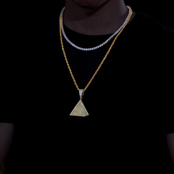 MOISSANITE DIAMOND EVIL EYE PYRAMID PENDANT IN STERLING SILVER - IVORY & EBONY