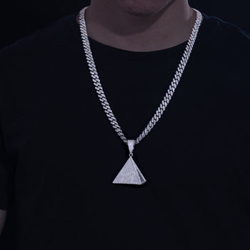 MOISSANITE DIAMOND EVIL EYE PYRAMID PENDANT IN STERLING SILVER - IVORY & EBONY