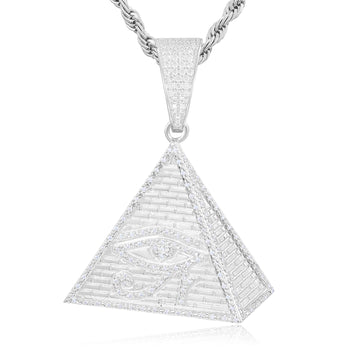 MOISSANITE DIAMOND EVIL EYE PYRAMID PENDANT IN STERLING SILVER - IVORY & EBONY