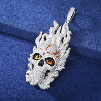 MOISSANIT-DIAMANT-SCHÄDEL-ANHÄNGER MIT EISVERSCHLUSS AUS STERLINGSILBER