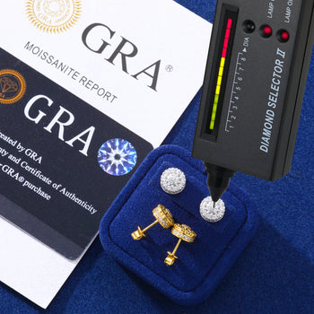 MOISSANITE DIAMOND ICED OUT FLOWER STUD EARRINGS IN STERLING SILVER