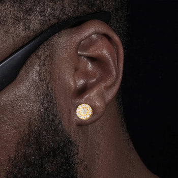 MOISSANITE DIAMOND ICED OUT FLOWER STUD EARRINGS IN STERLING SILVER