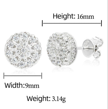 MOISSANITE DIAMOND ICED OUT FLOWER STUD EARRINGS IN STERLING SILVER
