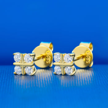 MOISSANIT-DIAMANT-KREUZOHRLÖSER MIT VIER STEINEN AUS STERLINGSILBER 