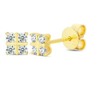 MOISSANIT-DIAMANT-KREUZOHRLÖSER MIT VIER STEINEN AUS STERLINGSILBER 