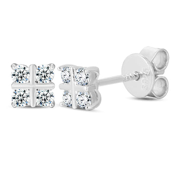 MOISSANIT-DIAMANT-KREUZOHRLÖSER MIT VIER STEINEN AUS STERLINGSILBER 