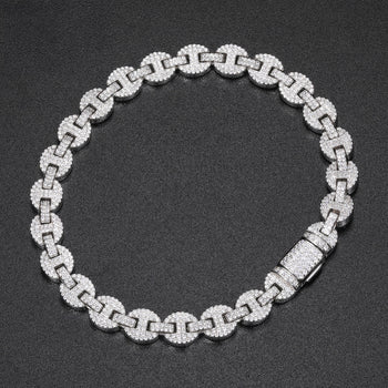 Chaîne Gucci en argent sterling sertie de diamants et de moissanite