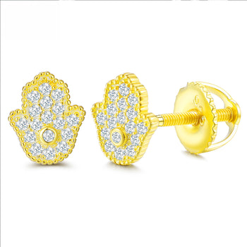 MOISSANIT-DIAMANT-HAMSA-HAND-OHRSTÖSSE AUS STERLINGSILBER