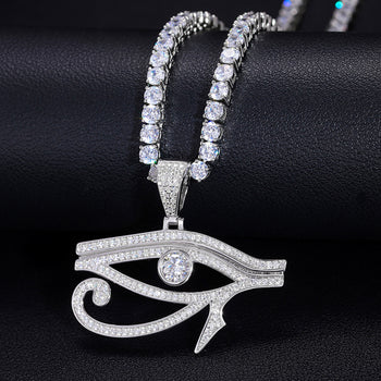 MOISSANITE DIAMOND EGYPTIAN EYE OF HORUS PENDANT IN STERLING SILVER