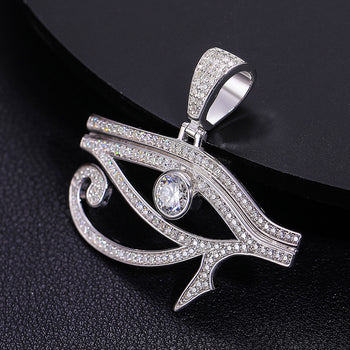 MOISSANITE DIAMOND EGYPTIAN EYE OF HORUS PENDANT IN STERLING SILVER