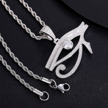 MOISSANITE DIAMOND EGYPTIAN EYE OF HORUS PENDANT IN STERLING SILVER