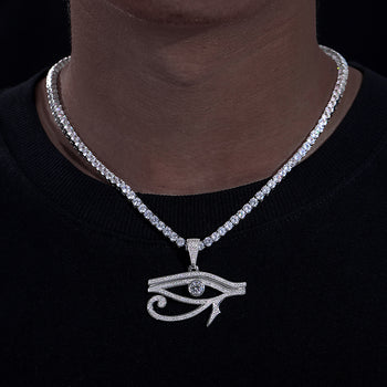 MOISSANITE DIAMOND EGYPTIAN EYE OF HORUS PENDANT IN STERLING SILVER