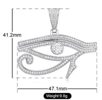 MOISSANITE DIAMOND EGYPTIAN EYE OF HORUS PENDANT IN STERLING SILVER