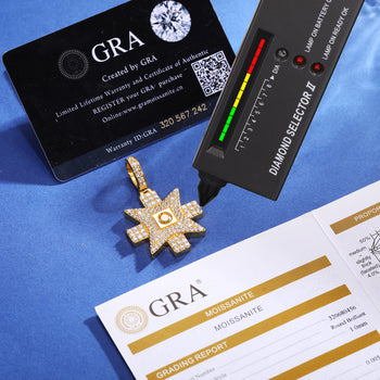 MOISSANIT-DIAMANT-MALTA-KREUZ-ANHÄNGER AUS STERLINGSILBER