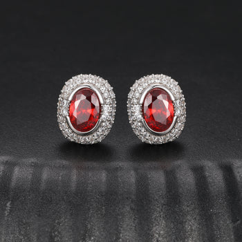 Boucles d'oreilles à clous ovales serties de diamants et de moissanite, en argent sterling 