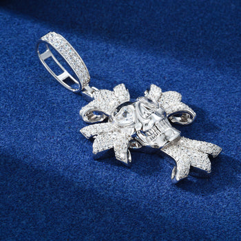 MOISSANITE DIAMOND ICED OUT SKULL CROSS PENDANT