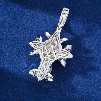 MOISSANITE DIAMOND ICED OUT SKULL CROSS PENDANT