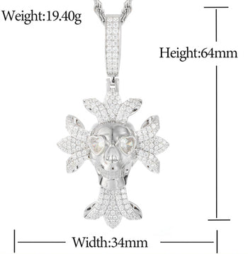MOISSANITE DIAMOND ICED OUT SKULL CROSS PENDANT